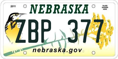NE license plate ZBP377