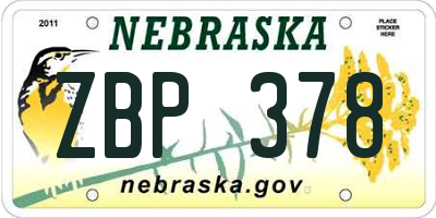 NE license plate ZBP378