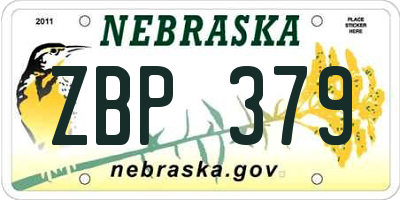 NE license plate ZBP379