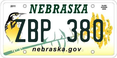 NE license plate ZBP380