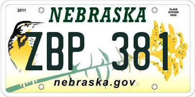 NE license plate ZBP381
