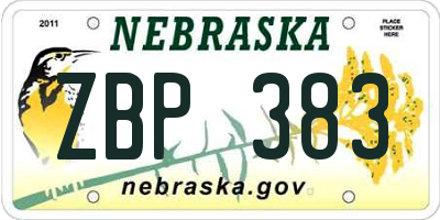 NE license plate ZBP383