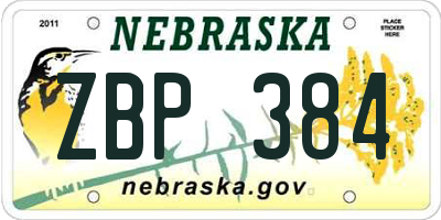 NE license plate ZBP384