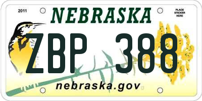 NE license plate ZBP388