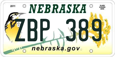 NE license plate ZBP389