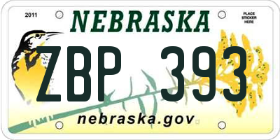 NE license plate ZBP393