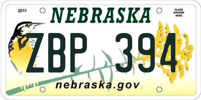 NE license plate ZBP394