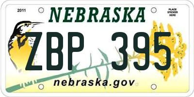 NE license plate ZBP395