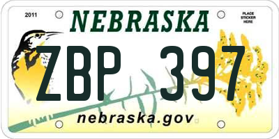NE license plate ZBP397