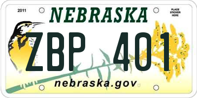 NE license plate ZBP401