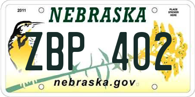 NE license plate ZBP402