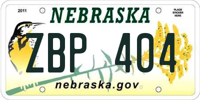 NE license plate ZBP404