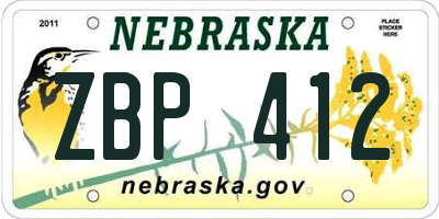 NE license plate ZBP412
