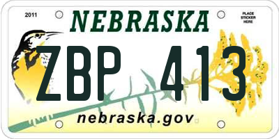 NE license plate ZBP413