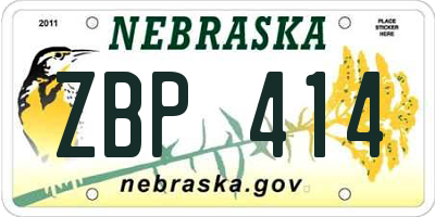 NE license plate ZBP414