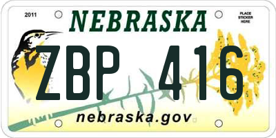 NE license plate ZBP416