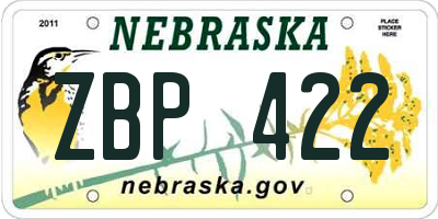NE license plate ZBP422