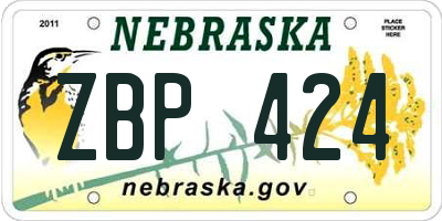 NE license plate ZBP424