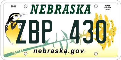 NE license plate ZBP430