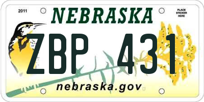 NE license plate ZBP431