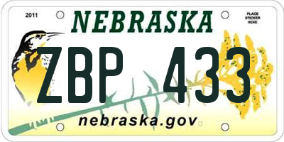 NE license plate ZBP433