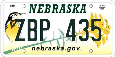 NE license plate ZBP435