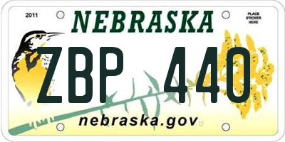 NE license plate ZBP440