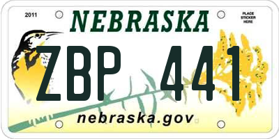 NE license plate ZBP441