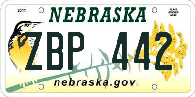 NE license plate ZBP442