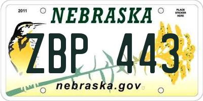 NE license plate ZBP443