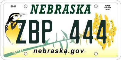 NE license plate ZBP444