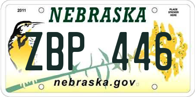 NE license plate ZBP446
