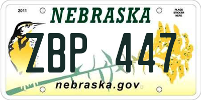 NE license plate ZBP447
