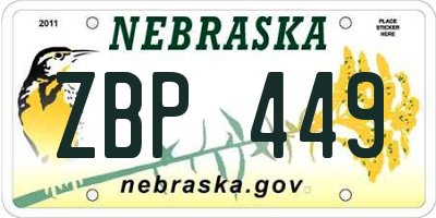 NE license plate ZBP449