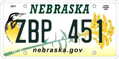 NE license plate ZBP451