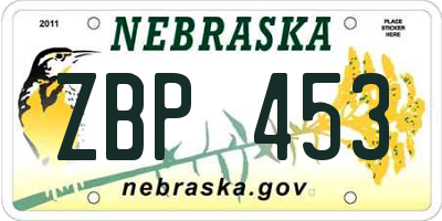 NE license plate ZBP453
