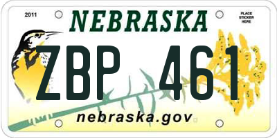 NE license plate ZBP461