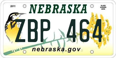 NE license plate ZBP464