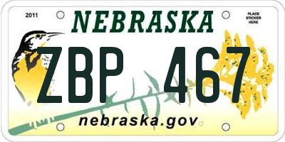 NE license plate ZBP467