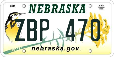 NE license plate ZBP470