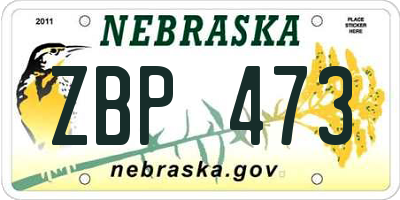 NE license plate ZBP473