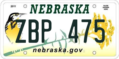 NE license plate ZBP475