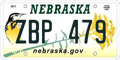 NE license plate ZBP479