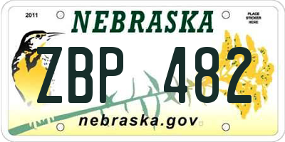 NE license plate ZBP482