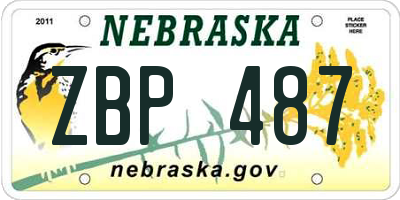 NE license plate ZBP487