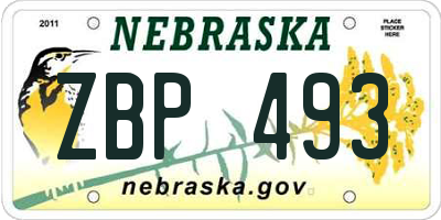 NE license plate ZBP493