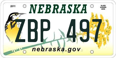 NE license plate ZBP497