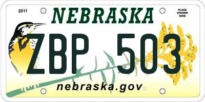 NE license plate ZBP503