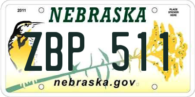 NE license plate ZBP511