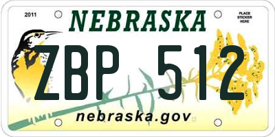 NE license plate ZBP512